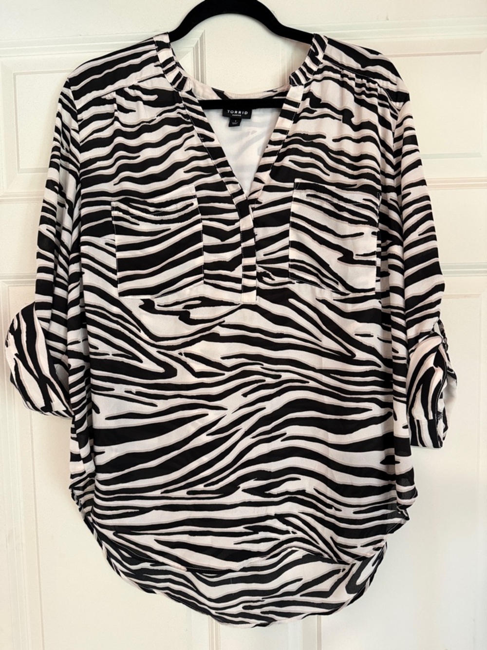 Torrid Zebra 3/4 Sleeve Harper Blouse Size 1 (14/16)